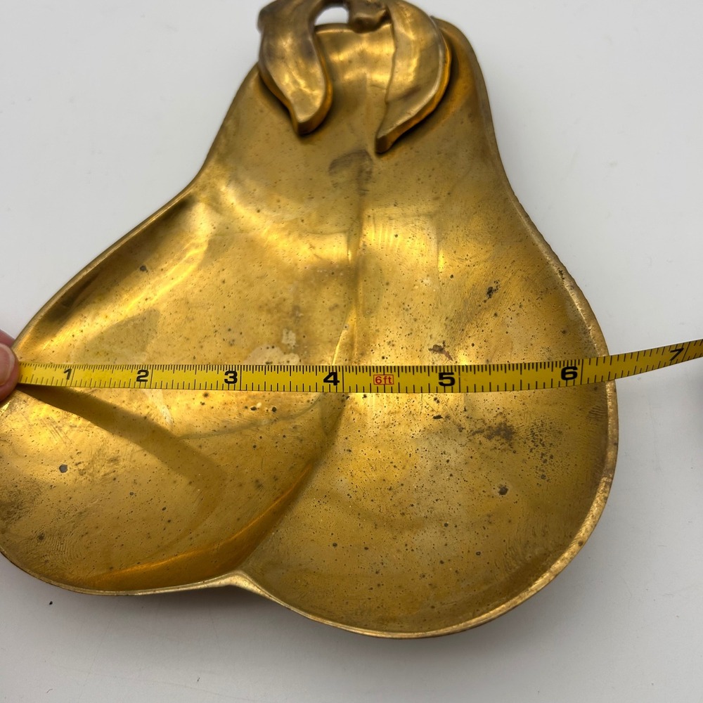Waccamaw Brass Works Handcrafted Solid Brass Pear Trinket Dish Made in India - Picture 4 of 5